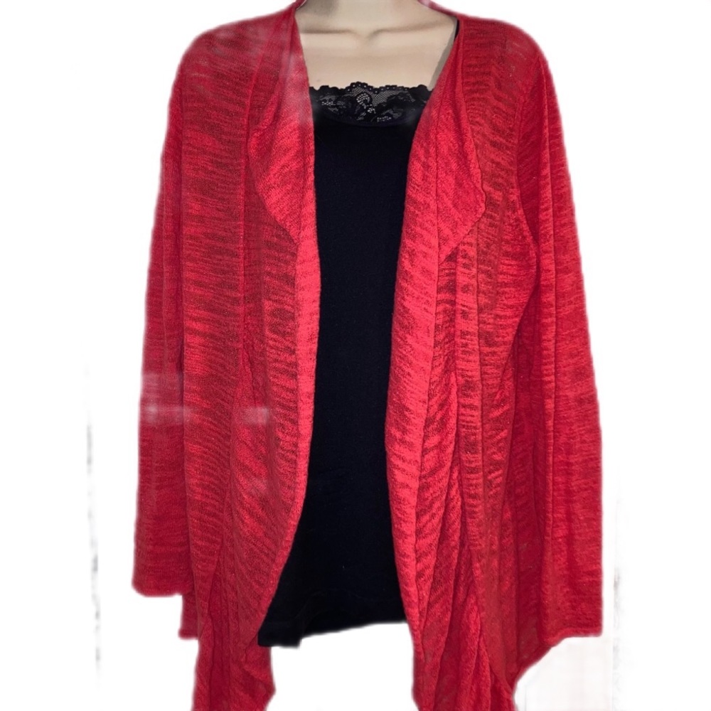 DKNY red lightweight cardigan sweater, M/L
